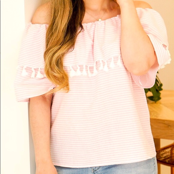 Pink off the shoulder top - Picture 2 of 3